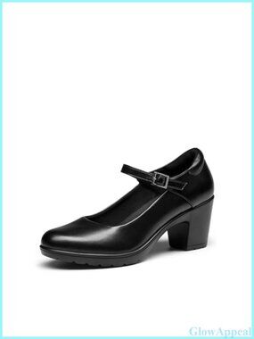 Mary Jane Heels with Arch Support, 2.8 Inch Block Heel, PU Leather, Adjustable